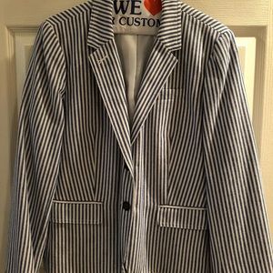 Blue/white striped linen blazer from Jcrew